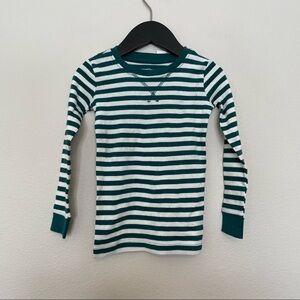 NWT with defect primary organic stripe long sleeve pj top spruce / ivory sz.4-5